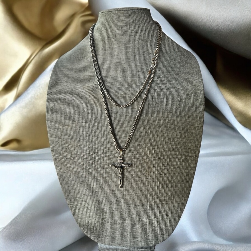 Fashion Jewelry Silver Layered Cross Necklace☑️